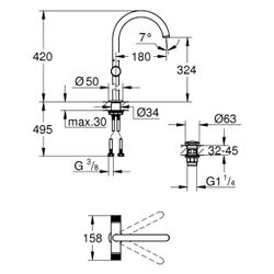 Grohe Atrio Private Collection Waschtisch-Einlochbatterie, XL-Size, Knopfbetätigung, Pu... GROHE-21142MS0 4005176946653 (Abb. 1)