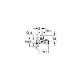 Grohe Eckventil 1/2x3/8, Rosette, Quetschverschraubung 10mm, selbstdichtend, Chrom, 2202300M... GROHE-2202300M  (Abb. 1)