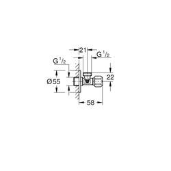 Grohe Eckventil 1/2", Schubrosette aus Metall, Abgang 1/2", Chrom, 2202500M... GROHE-2202500M  (Abb. 1)