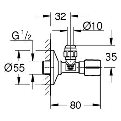 Grohe Eckventil, Wandanschluss 1/2", Abgang 3/8", Schubrosette, Metallgriff, Quetschver... GROHE-22037MS0 4005176945342 (Abb. 1)