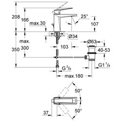 Grohe Allure Brilliant Einhand-Waschtischbatterie, 1/2", M-Size, Zugstangen-Ablaufgarnitur 1 1/4", H... GROHE-23029A00  (Abb. 1)