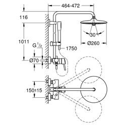 Grohe Euphoria Concetto Duschsystem 260, Einhandmischer für die Wandmontage, mit Einhandmischer und ... GROHE-23061002  (Abb. 1)