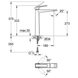 Grohe Allure Brilliant Einhand-Waschtischbatterie, 1/2", XL-Size, glatter Körper, Hard Graphite, 231... GROHE-23114A00  (Abb. 1)