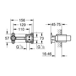 Grohe 1-Loch-Einhand-Unterputz-Universal-Einbaukörper für 2-Loch-Waschtisch-Wandbatteri... GROHE-23200000 4005176908354 (Abb. 1)