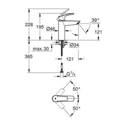 Grohe Eurosmart 1-Loch-Einhand-Waschtischbatterie, M-Size, Mattschwarz, glatter Körper... GROHE-233242433 4067393017158 (Abb. 1)