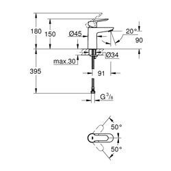 Grohe BauEdge Waschtischarmatur Einlochmontage Einhand, S-Size, Chrom, 23330000... GROHE-23330000 4005176934278 (Abb. 1)