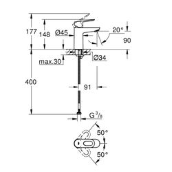 Grohe BauLoop Einhand-Waschtischbatterie, DN 15, S-Size, 1-Loch-Montage, glatter Körper, Chrom, 2333... GROHE-23337000  (Abb. 1)