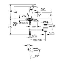Grohe Eurosmart Standard Einhand-Waschtischbatterie, 1/2", M-Size, Energie-Spar-Funktio... GROHE-2339310E 4005176938467 (Abb. 1)
