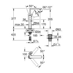 Grohe Allure Einhand-Waschtischbatterie XL-Size, glatter Körper, Push-Open Ablaufgarnit... GROHE-23403DL1 4005176499548 (Abb. 1)