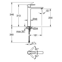 Grohe Lineare Einhand-Waschtischbatterie, XL-Size, 1-Loch-Montage, für freistehende Wa... GROHE-234052431 4067393081692 (Abb. 1)
