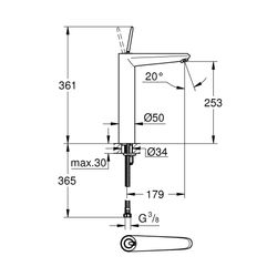 Grohe Eurodisc Joy Einhand-Waschtischbatterie, 1/2", XL-Size, Moon White/Chrom, 23428LS0... GROHE-23428LS0  (Abb. 1)