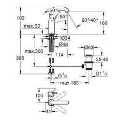 Grohe Essence Einhand-Waschtischbatterie, 1/2", M-Size, schwenkbarer Auslauf, mit Zugst... GROHE-23462DL1 4005176426063 (Abb. 1)