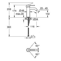 Grohe Essence Einhand-Waschtischbatterie, 1/2", S-Size, 1-Loch-Montage, mit AquaGuide u... GROHE-23590GL1 4005176425851 (Abb. 1)