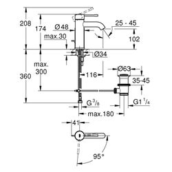 Grohe Essence Einhand-Waschtischbatterie, 1/2", S-Size, Energie-Spar-Funktion, mit Zugs... GROHE-23591001 4005176339196 (Abb. 1)