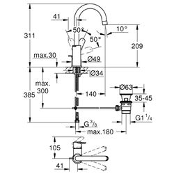 GROHE Einhand-Waschtischbatterie BauEdge 23760 L-Size chrom... GROHE-23760000 4005176388484 (Abb. 1)
