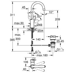 Grohe BauLoop Einhand-Waschtischbatterie, 1/2", L-Size, Chrom, 23763000... GROHE-23763000  (Abb. 1)