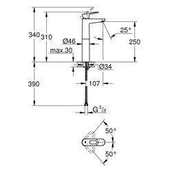 Grohe BauLoop Einhand-Waschtischbatterie, 1/2", XL-Size, Chrom, 23764000... GROHE-23764000  (Abb. 1)