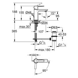 Grohe Lineare Einhand-Waschtischbatterie, XS-Size, 1-Loch-Montage, Energie-Spar-Funkti... GROHE-237902431 4067393081685 (Abb. 1)