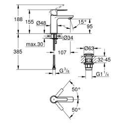 Grohe Lineare Einhand-Waschtischbatterie, XS-Size, 1-Loch-Montage, glatter Körper, Pus... GROHE-237912431 4067393081739 (Abb. 1)