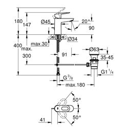 Grohe BauLoop Einhand-Waschtischbatterie, S-Size, 5,7l/min, DN 15, Messing, Chrom, 23803000... GROHE-23803000  (Abb. 1)