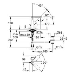 Grohe Plus Einhand-Waschtischbatterie, M-Size, Einloch, Schwenkauslauf, Zugst.-Ablaufga... GROHE-23871GN4 4067393079330 (Abb. 1)