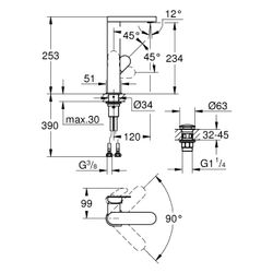 Grohe Plus Einhand-Waschtischbatterie, L-Size, Einloch, Schwenkauslauf, glatter Körper ... GROHE-23873004 4067393079477 (Abb. 1)