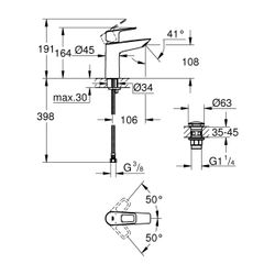 Grohe BauLoop Einhand-Waschtischbatterie, M-Size, Temperaturbegrenzer, EcoJoy 5,7l/min,... GROHE-23886001 4005176554247 (Abb. 1)