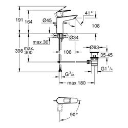 Grohe BauLoop Einhand-Waschtischbatterie, M-Size, Energie-Sparfunktion, EcoJoy 5,7l/min... GROHE-23887001 4005176554254 (Abb. 1)