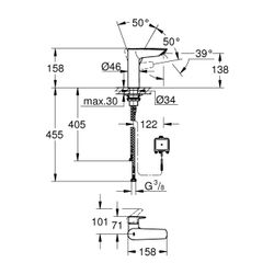 Grohe Eurosmart Einhand-Waschtischbatterie, M-Size, 2-in-1 Hybrid, Mattschwarz, glatte... GROHE-239752433 4067393017202 (Abb. 1)