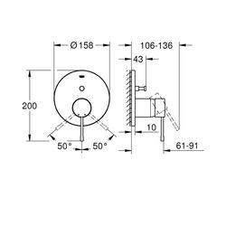 Grohe Essence Einhand-Wannenbatterie, Fertigmontageset für Rapido SmartBox, Nickel poliert, 24058BE1... GROHE-24058BE1  (Abb. 1)