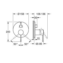 Grohe Essence Einhandbatterie mit 3-Wege Umstellung, Fertigmontageset für Rapido SmartBox, Nickel po... GROHE-24092BE1  (Abb. 1)