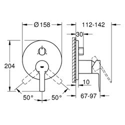 Grohe Lineare Einhandbatterie Fertigmontageset, mit 3-Wege-Umstellung, für Rapido Smart... GROHE-24095GN1 4067393101239 (Abb. 1)