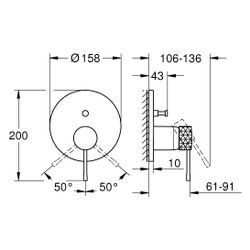 Grohe Essence Einhand-Wannenbatterie, FMS für Rapido SmartBox, Crafted Bedienungshebel,... GROHE-24167PF1 4067393076209 (Abb. 1)