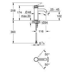Grohe Essence Einhand-Waschtischbatterie, S-Size, Crafted Bedienungshebel, glatter Körp... GROHE-24172GF1 4067393107958 (Abb. 1)