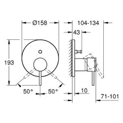 Grohe Atrio Einhand-Wannenbatterie, Fertigmontageset für Rapido SmartBox, Satin Steel, ... GROHE-24355MS0 4005176945694 (Abb. 1)