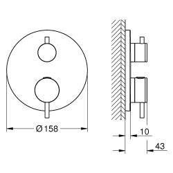 Grohe Atrio Thermostat-Wannenbatterie mit integrierter 2-Wege-Umstellung, FMS für Rapid... GROHE-24359MG0 4005176944956 (Abb. 1)
