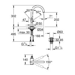 Grohe Atrio 1-Loch-Einhand-Waschtischbatterie, L-Size, schwenkbarer Bogenauslauf, 1 1/4... GROHE-24362DL0 4005176952258 (Abb. 1)