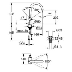 Grohe Atrio Einhand-Waschtischbatterie, L-Size, Einloch, Schwenkauslauf, Push-open Abla... GROHE-24362MG0 4005176944963 (Abb. 1)