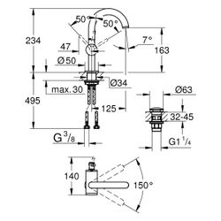 Grohe Atrio Einhand-Waschtischbatterie, M-Size, Einloch, Schwenkauslauf, Push-open Abla... GROHE-24363KF0 4067393056812 (Abb. 1)