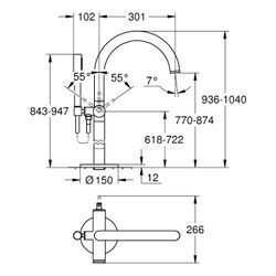 Grohe Atrio Einhand-Wannenbatterie Cool Sunrise gebürstet, Fertigmontageset, Bodenmonta... GROHE-24368GN0 4005176952388 (Abb. 1)
