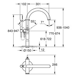 Grohe Atrio Einhand-Wannenbatterie, Bodenmontage, FMS für 45984, mit Brauseset Rainshow... GROHE-24368KF0 4067393056867 (Abb. 1)
