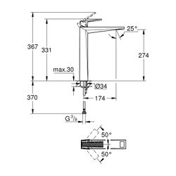 Grohe Allure Brilliant PC Einhand-Waschtischbatterie XL-Size Hard Graphite gebürstet, G... GROHE-24417AL0 4005176794902 (Abb. 1)