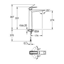 Grohe Allure Brilliant PC Einhand-Waschtischbatterie XL-Size Supersteel, Griff Vanilla ... GROHE-24419DC0 4005176795497 (Abb. 1)