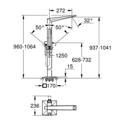 Grohe Allure Brilliant PC Wannenbatterie Supersteel Bodenmontage Griff Rändelstruktur... GROHE-24422DC0 4005176795176 (Abb. 1)