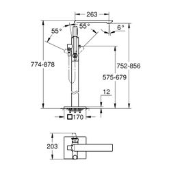 Grohe Allure Einhand-Wannenbatterie Warm Sunset, Bodenmontage, Ausladung 263mm, Fertigm... GROHE-25222DA1 4005176509131 (Abb. 1)