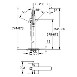 Grohe Allure Einhand-Wannenbatterie, Bodenmontage, FMS für 45 984, Ausladung 263mm, eig... GROHE-25222KF1 4067393056430 (Abb. 1)