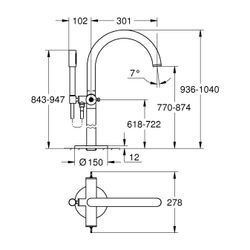 Grohe Atrio PC Wannenbatterie Cool Sunrise gebürstet für Hebelgriffe, Bodenmontage, Fer... GROHE-25227GN0 4005176508172 (Abb. 1)