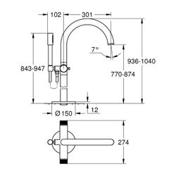 Grohe Atrio PC Wannenbatterie Warm Sunset gebürstet für Knopfbetätigung, Bodenmontage, ... GROHE-25229DL0 4005176507854 (Abb. 1)