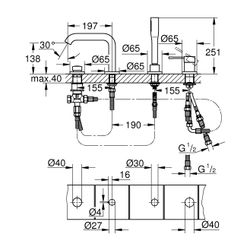 Grohe Essence 4-Loch-Einhand-Wannenkombination Phantom Black, Professional Edition... GROHE-25251KF1 4067393019879 (Abb. 1)