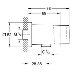 Grohe Euphoria Cube Wandanschlussbogen mit Wandbrausehalter, Außengewinde, eigensicher,... GROHE-26370MS0 4005176946219 (Abb. 1)